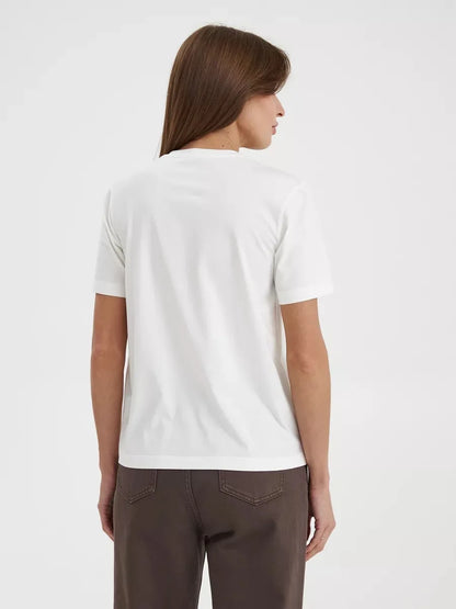 Bornladies Summer 100% Cotton Women's T-shirt Bottoming Basic Fashionable Lady Short Sleeve Loose Tops Shirts Solid 230g/㎡ Tops