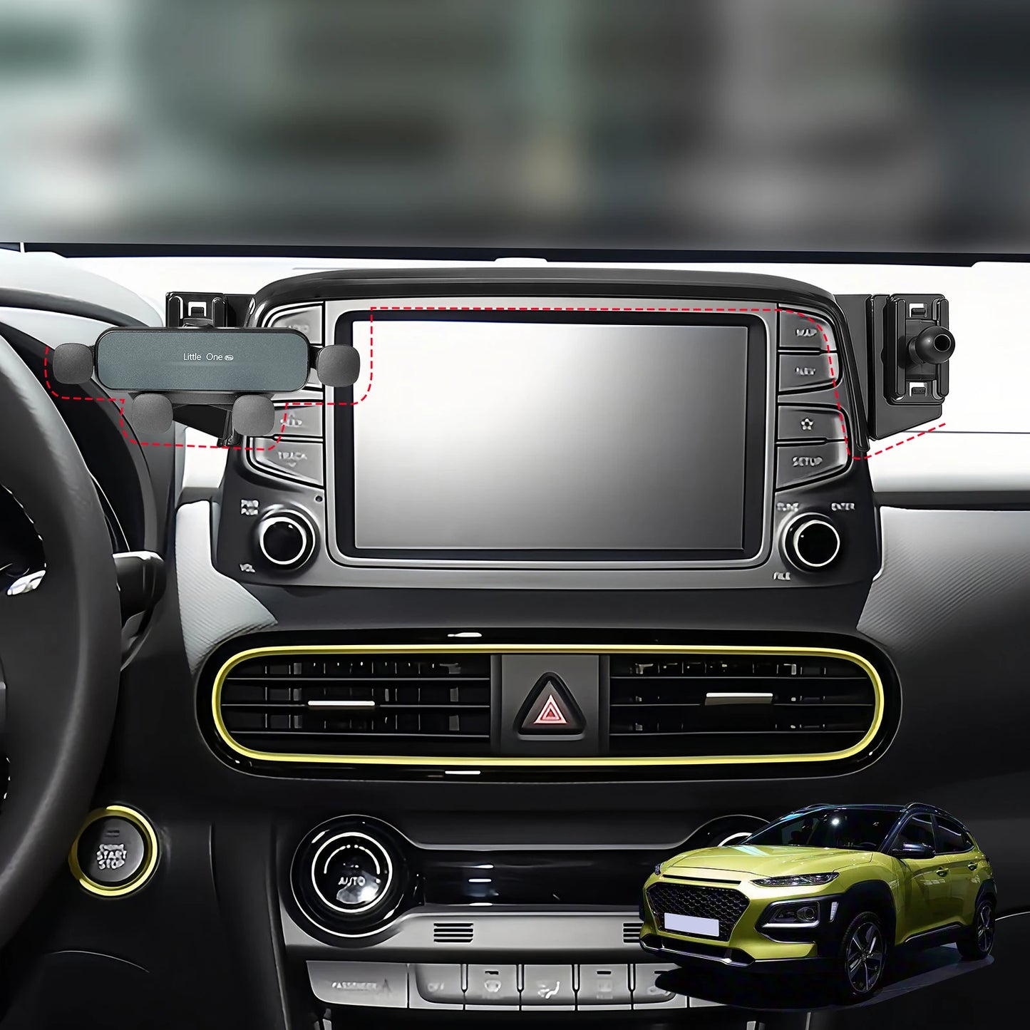 Special For Hyundai Kona 2017-2023 Phone Holder Central Navigation Fixed Base GPS Stand Mobile Phone Mounts Smartphone Bracket