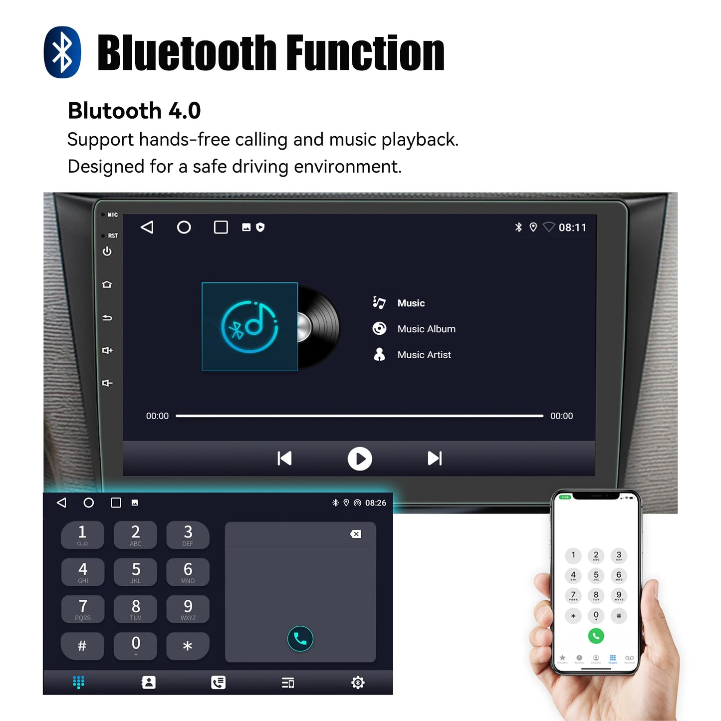 7"/9"/10“ 2 DIN Android 15 4+64G Car Stereo Multimedia Player Universal Carplay Android Auto GPS Navigation FM Radio Touchscreen