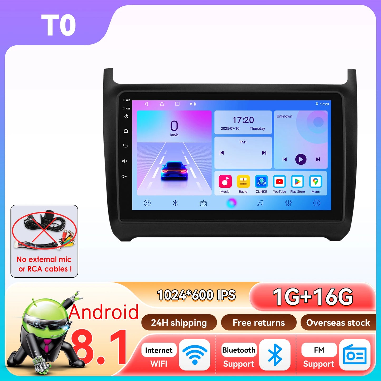 Hizpo 9" Car Radio Carplay for Volkswagen Polo 5 2008 - 2020 Smart Player Wireless Android Auto GPS Navigation BT 6115 WiFi 4G