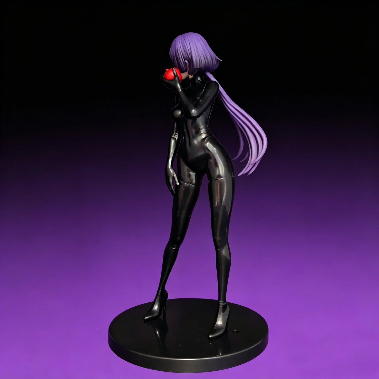 24cm Anime Girl Figure Purple Hair Elf Black Bodysuit PVC Statue Collectible Model Doll Desk Ornament Gift
