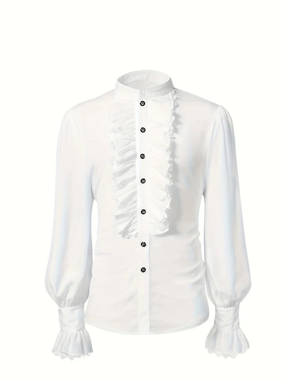 2026 Medieval New Ball Dress Shirt with Ruffled White Shirt for Men