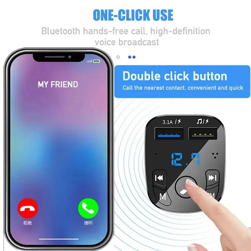 1-10Pcs Car Bluetooth Audio MP3 Player 3.1A Fast Charging Dual USB Car Charger Adapters Bluetooth FM Transmitter Receiver