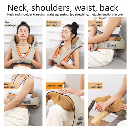 Car And Home Dual-Use Kneading Massage Shawl, Hot Compress Massager For Cervical Spine Massage, Gift Neck And Shoulder Massager