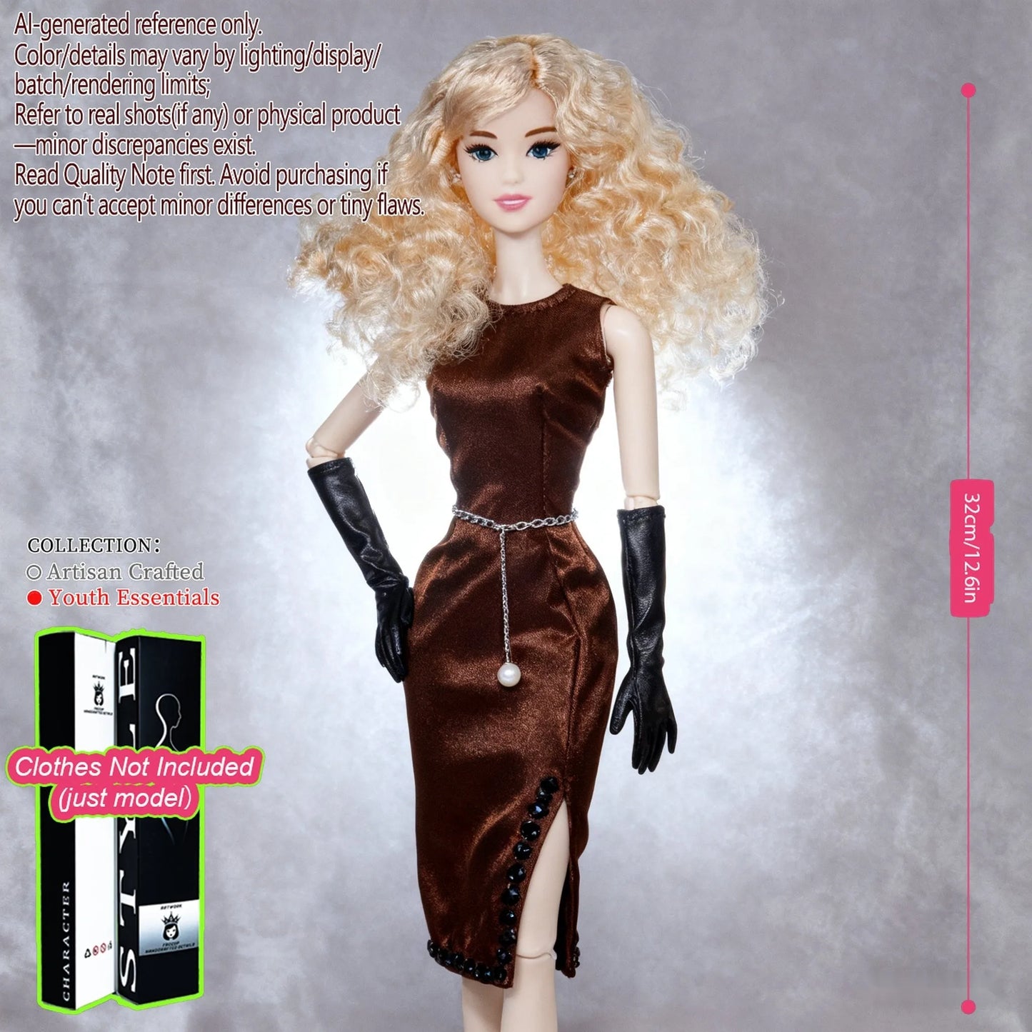 Pro-Grade 12.6in 1/6 BJD Doll - 12-Articulated Statue, Exquisite Makeup, Fluffy Hair, Desktop Ornament (No Clothing)