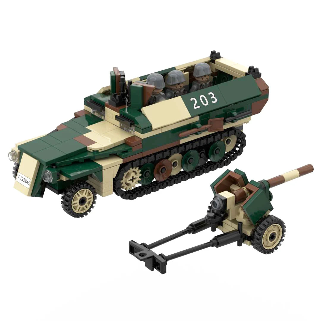 Half-track Armored Vehicle Building Blocks WW2 Germany Military Model Bricks Toy Camouflage Model
