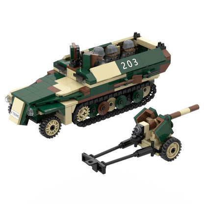 Half-track Armored Vehicle Building Blocks WW2 Germany Military Model Bricks Toy Camouflage Model