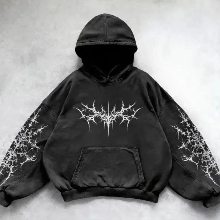 Fashionable Hoodie Sweatshirt Women's Harajuku Style Printed Front Back Hooded Top Ladies Casual Streetwear Polyester Fiber