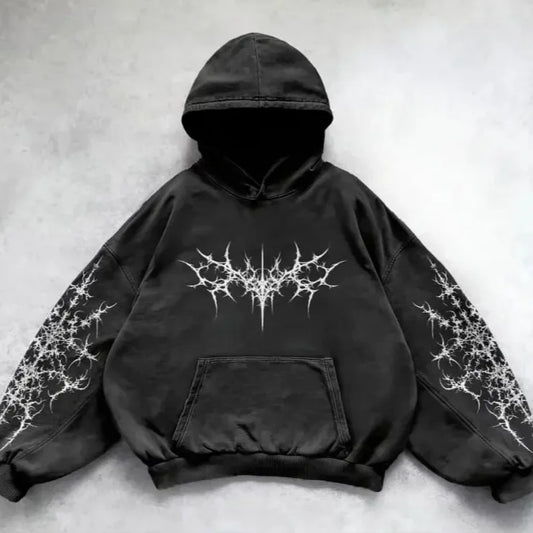 Fashionable Hoodie Sweatshirt Women's Harajuku Style Printed Front Back Hooded Top Ladies Casual Streetwear Polyester Fiber