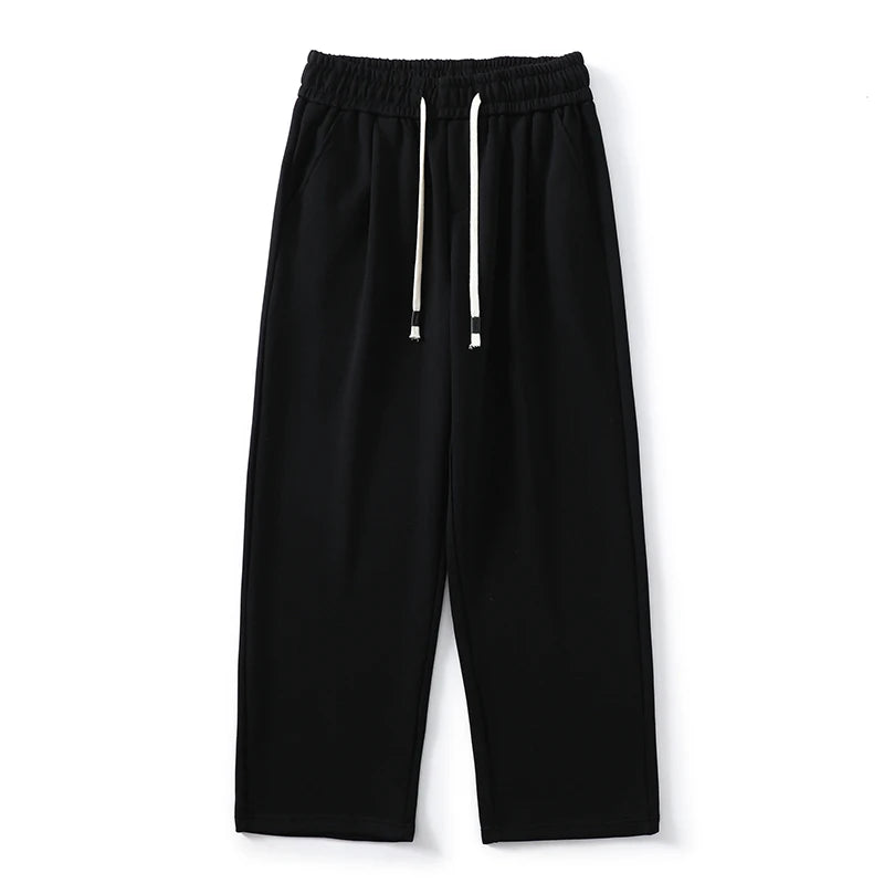 DUKEEN Pique Fabrics Sweatpants for Men Loose Causal Straight Legged Trouse Autumn and Winter Solid Colors Sports Fleece Pants
