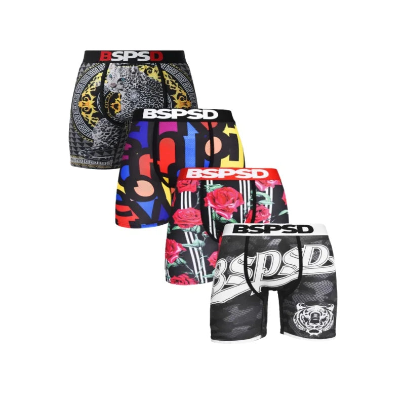 4Pcs Sexy Men's Underwear Boxers Breathable Comfortable Man Underpants Plus Size Men Panties Lingeries Boxer Briefs Mens Trunks