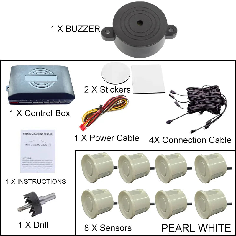 Universal 8 Sensor Parking Kit 22mm 12V Car Truck Buzzer Alarm Reverse Backup Radar Detection System