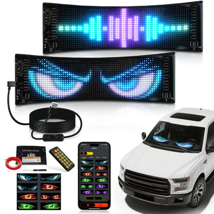 LED Devil Eyes Programmable LED Display Flexible for Car Board Windshield App Remote Control Custom Text Pattern Decor LED Light