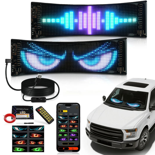 LED Devil Eyes Programmable LED Display Flexible for Car Board Windshield App Remote Control Custom Text Pattern Decor LED Light