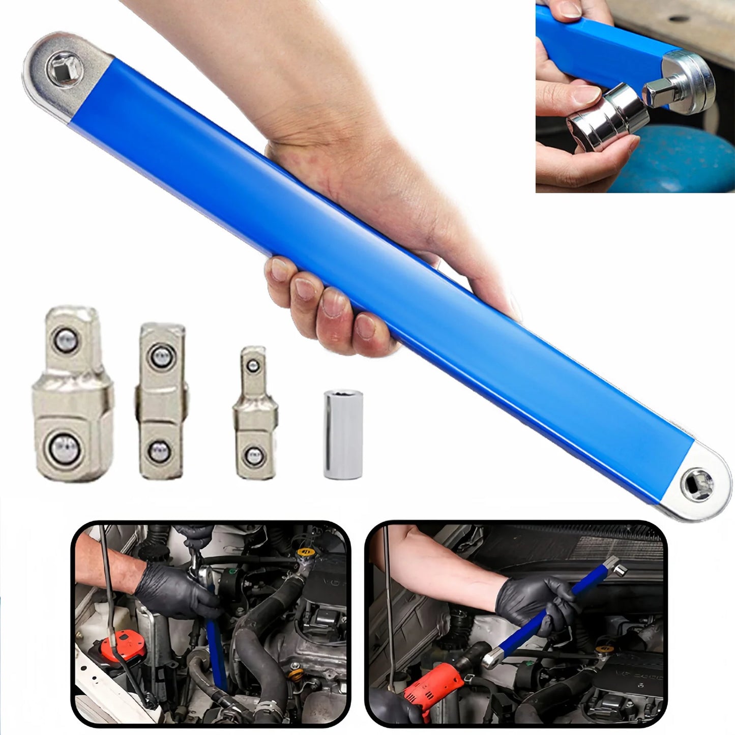 2-in-1 Multi-Functional Extension Wrench with Ratchet Non-Slip Metal Industrial Tool Set Wrench Tool Wrench Connector