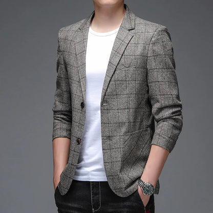 Men's Plaid Business Casual Blazer 2025 Stylish Handsome Single Suit Veste Costume Homme Luxe for Banquet
