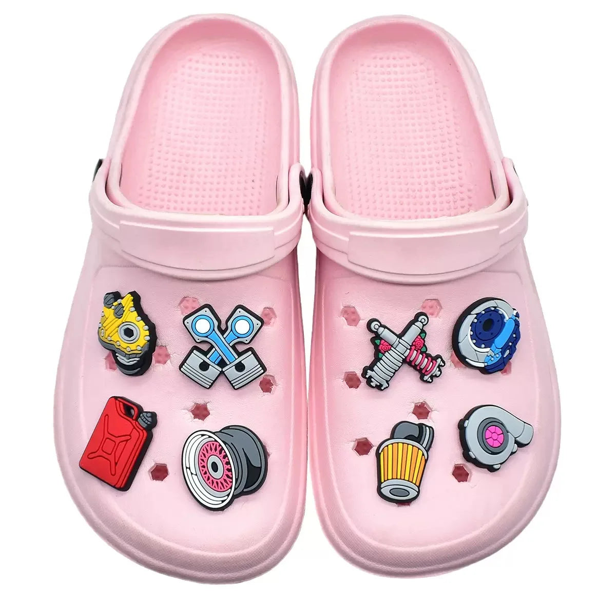1-12Pcs Cartoon Car Parts PVC Garden Shoes Buckle Clog Charms Adult Clog Sandals Shoes Decorations DIY Men Backpack Party Gifts