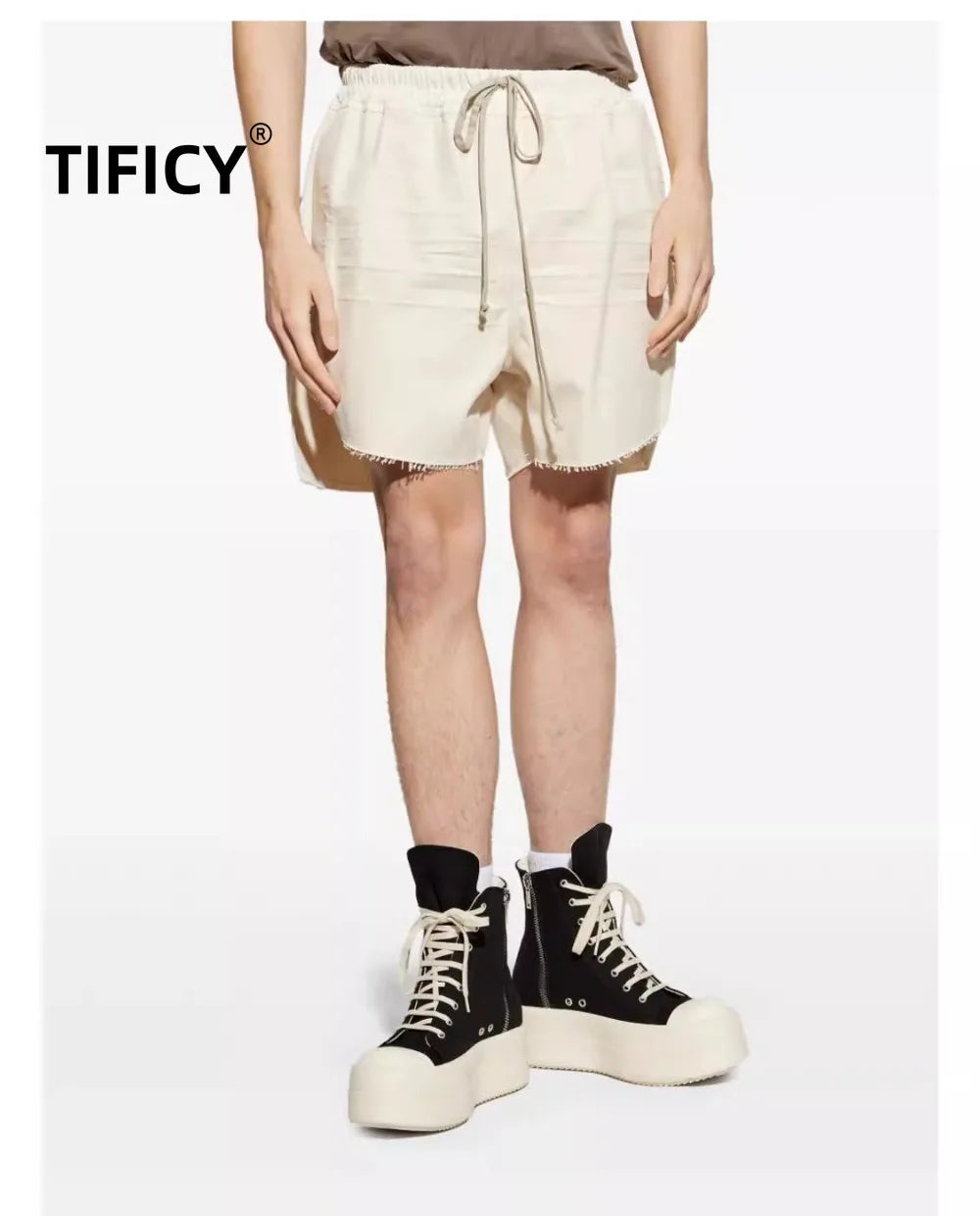 High Street Shorts Men's Dark RO Men's Side Split Casual Shorts 25RO Drawstring Loose High Street Wide Leg Shorts