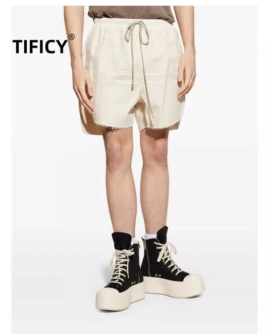 High Street Shorts Men's Dark RO Men's Side Split Casual Shorts 25RO Drawstring Loose High Street Wide Leg Shorts