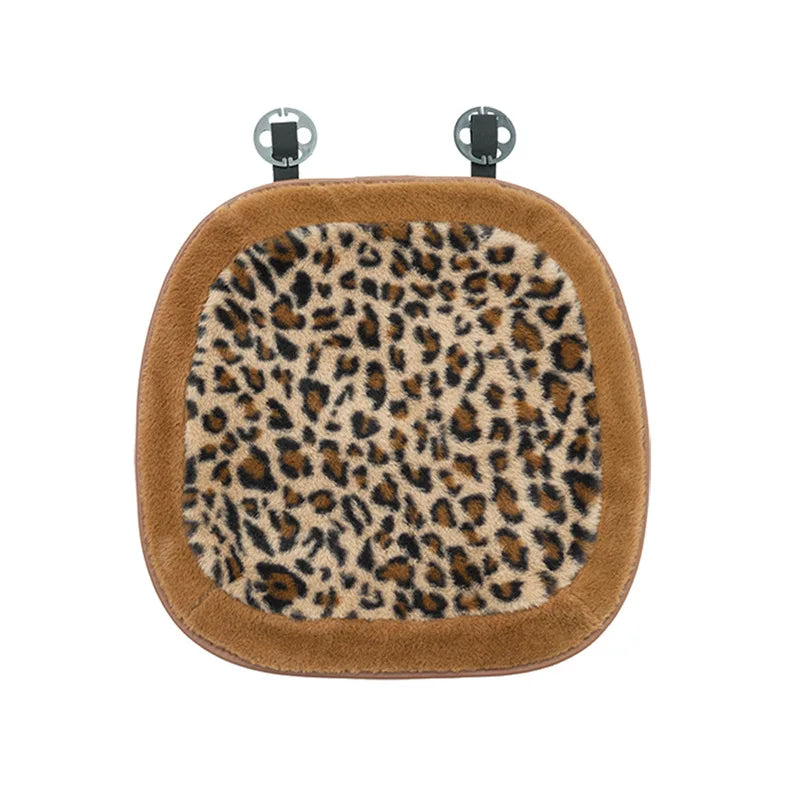 Women's New Leopard-print Car Seat Cushion Winter Plush Warm Non-slip Seat Cover Fashion Full Set Automobile Interior Decoration