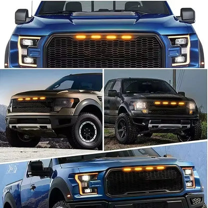 Car grille small yellow lights, eagle eye lights, front LED grille lights with wiring harness, suitable for pickups and SUVs