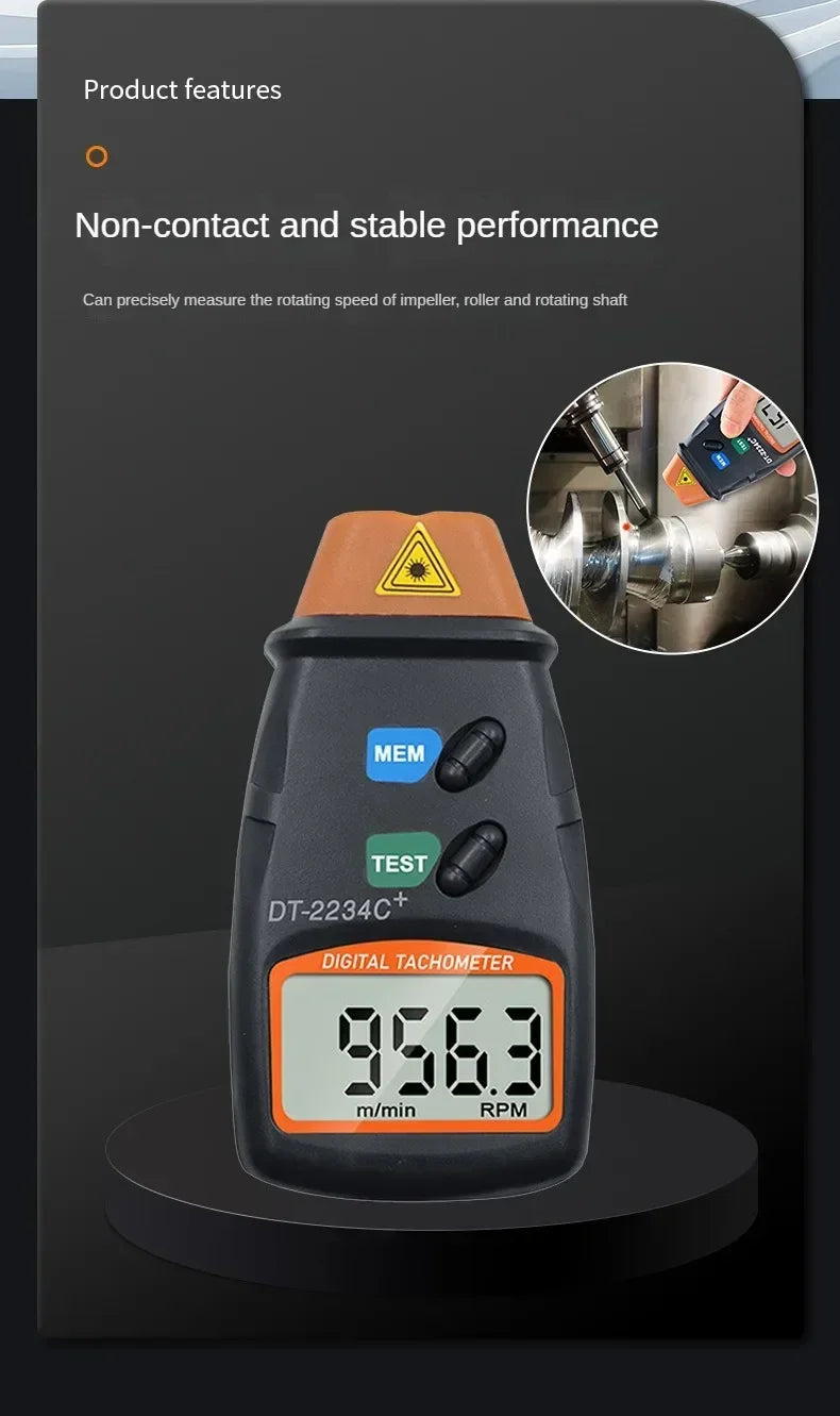 Dt2234C + Digital Laser Tachometer Rpm Meter Non-Contact 2.5RPM-99999RPM Lcd Display Speed Meter Dt2234C Tester Speed