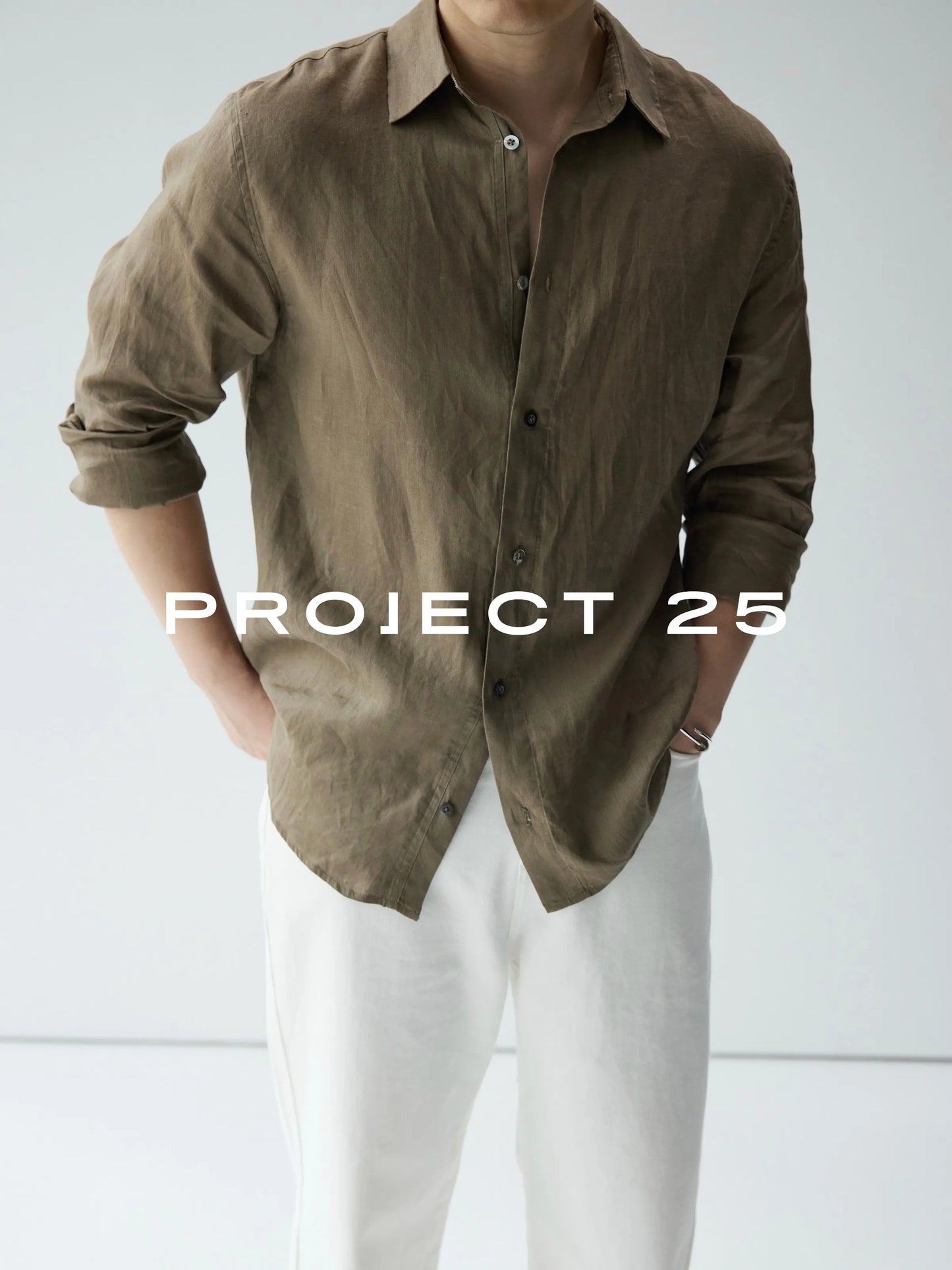 PROJECT 25 Men's 100% Linen Long-Sleeve Shirt – Lightweight & Breathable, Relaxed "Old Money" Aesthetic Casual Button-Down
