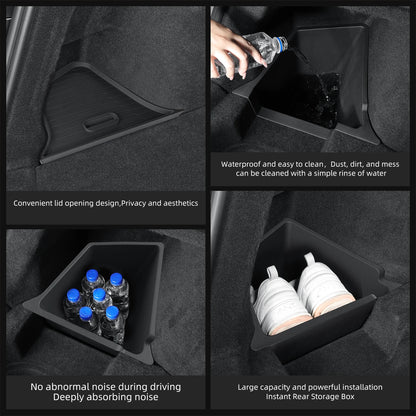 LUCKEASY Berlin Version for Tesla Model Y Juniper 2025 2026 Rear Trunk Storage Box Organizing Tidying Car Case Accessories TPE