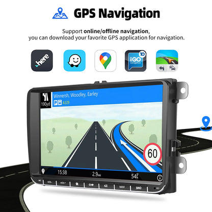 9" Android 15 4+64Gb for Vw Golf Mk5 Mk6 Passat Polo Touran Tiguan Caddy Car Stereo Radio Wifi Carplay Gps Navi Fm Bt+Dvr&Ahd