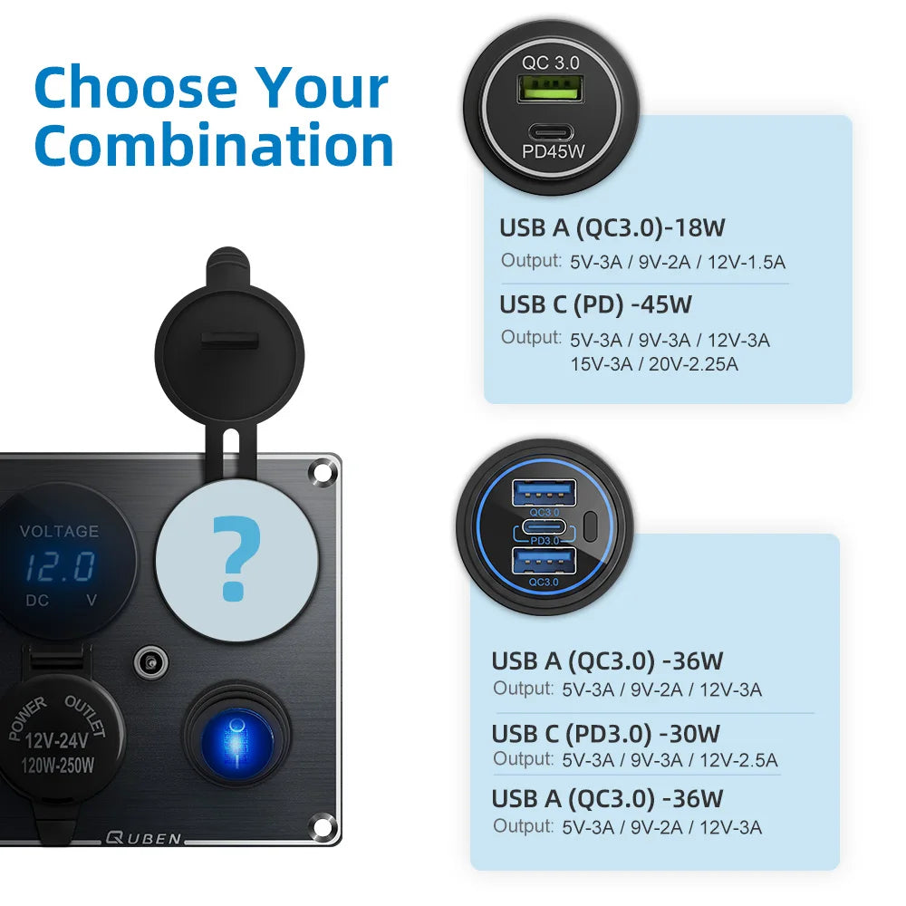 12v Usb Dual Car Cigarette Lighter Socket Charger Mobile Phone Power Waterproof Usb Port Adapter 5v Sockets Voltmeter Digital