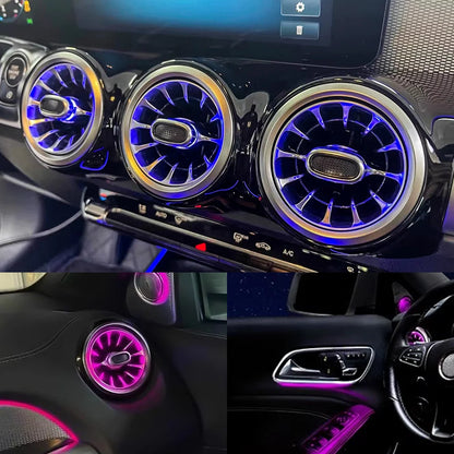 For Benz W176 W117 W156 A CLA GLA 12/64 Colors Ambient Lights Turbine Air Vent Lamps Dashboard Door Lighting Kit Car/App Control