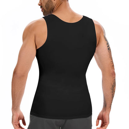S-4XL Men's Slim Waist Shaper Vest Abdomen Sleeveless Top with Breathable Mesh Sportswear Fitness Black Nylon Cool Comfortable