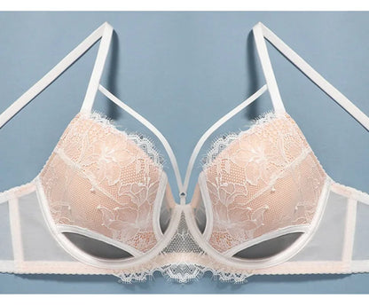 Hot Sale French Lace Bra Soft Underwire High Support Push Up Anti Sagging Sexy Nude Back Stylish Bra Size S-XL 32-38 Hot Search