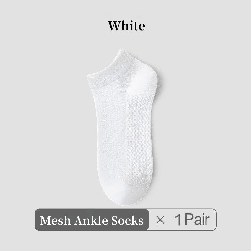 1/4/7 Pairs Men's Mesh Breathable Ankle Socks & Crew Socks - Lightweight Cotton Low Cut No Show Socks for Sports, Spring Summer