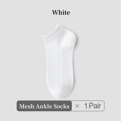 1/4/7 Pairs Men's Mesh Breathable Ankle Socks & Crew Socks - Lightweight Cotton Low Cut No Show Socks for Sports, Spring Summer