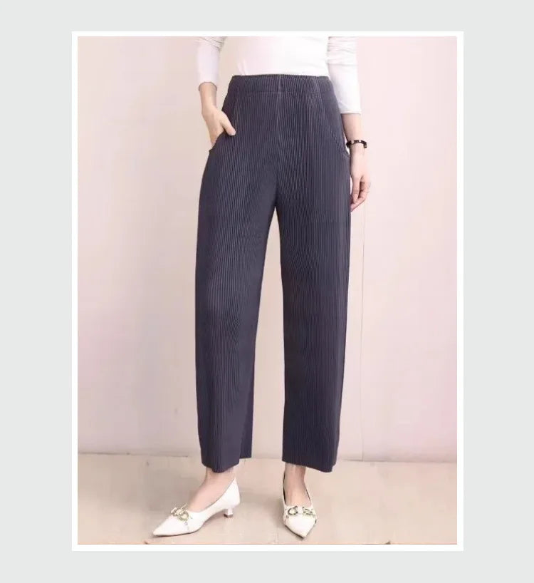 Miyake Pleated Fall Women Pants New High-waisted Thin Casual Pants Temperament Fashion Versatile Office Commuting Women's Pants