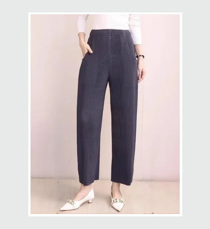 Miyake Pleated Fall Women Pants New High-waisted Thin Casual Pants Temperament Fashion Versatile Office Commuting Women's Pants