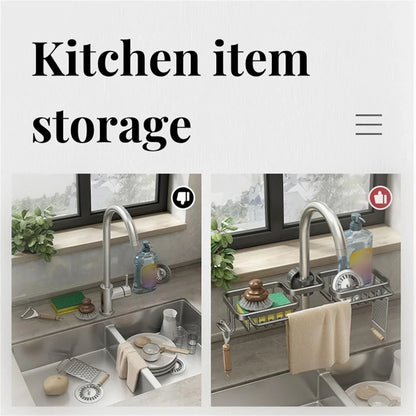 Kitchen Sink Drain Rack Sponge Storage Flexible Faucet Holder Soap Drainer Towel Rack Shelf Organizer Kitchen Accessories