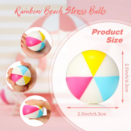 Mini Beach Stress Balls Foam PU Relief Stress Ball Mini Rainbow Beach Balls Toys for Kids Birthday Beach Hawaiian Party Favors
