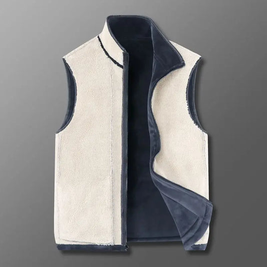 Winter Fleece Vest Men Outdoor Windproof Warm Casual Zipper Jackets Sherpa Lining Basic Solid Plush Thickened Sports Waistcoat