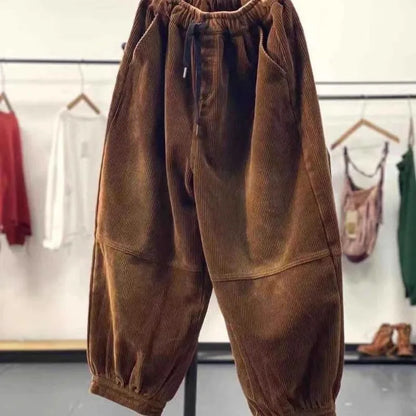Winter 2024 Women's Casual Pants Fleece Lined Thickened Harajuku Style Long Trousers Lantern Pants Comfortable Fit Commute Fa...