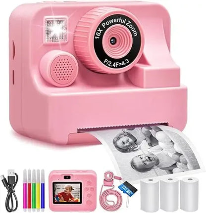 Children's Instant Printing Camera and Video Photography Toy for Boys and Girls, Mini Digital Camera with Printer