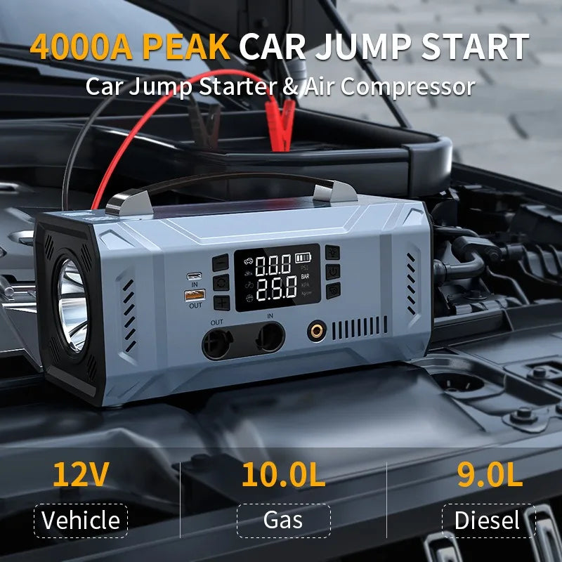 12V  Car Emergency Jump Starter Battery Inflator Vacuum Multi-Function Car Power Bank Igniter