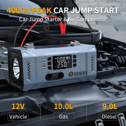 12V  Car Emergency Jump Starter Battery Inflator Vacuum Multi-Function Car Power Bank Igniter