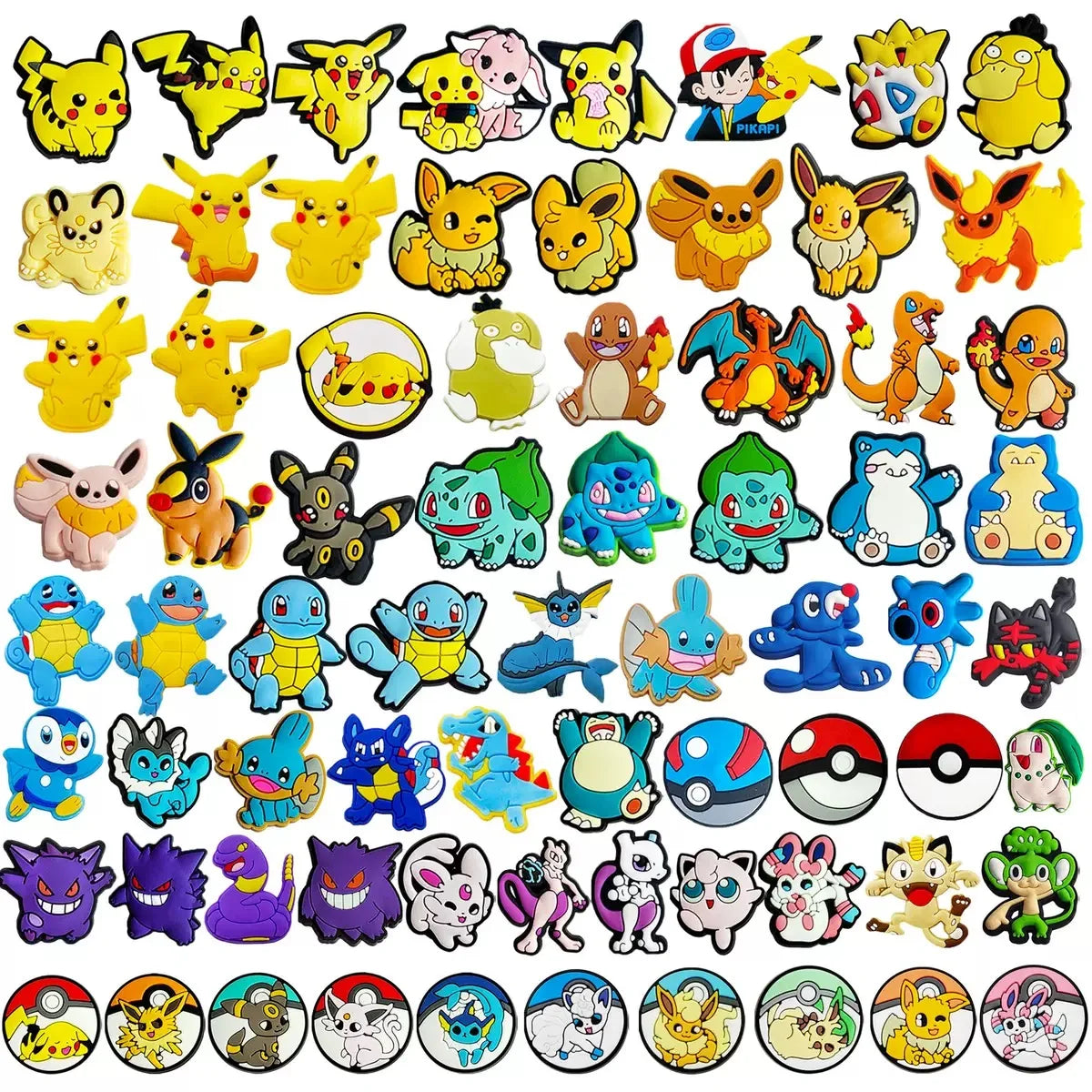 25-72Pcs Potdemiel Pokemon Series Shoe Charms For Slides Clog Sandals Shoes Decorations Accessories For Christmas Birthday Gifts