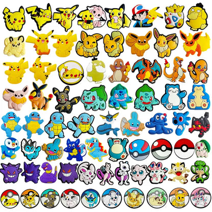 25-72Pcs Potdemiel Pokemon Series Shoe Charms For Slides Clog Sandals Shoes Decorations Accessories For Christmas Birthday Gifts