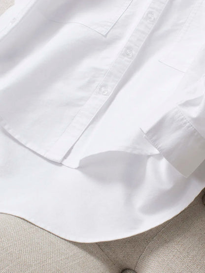 Women's medium-length white shirt pure cotton Oxford loose fashionable and versatile slim good quality