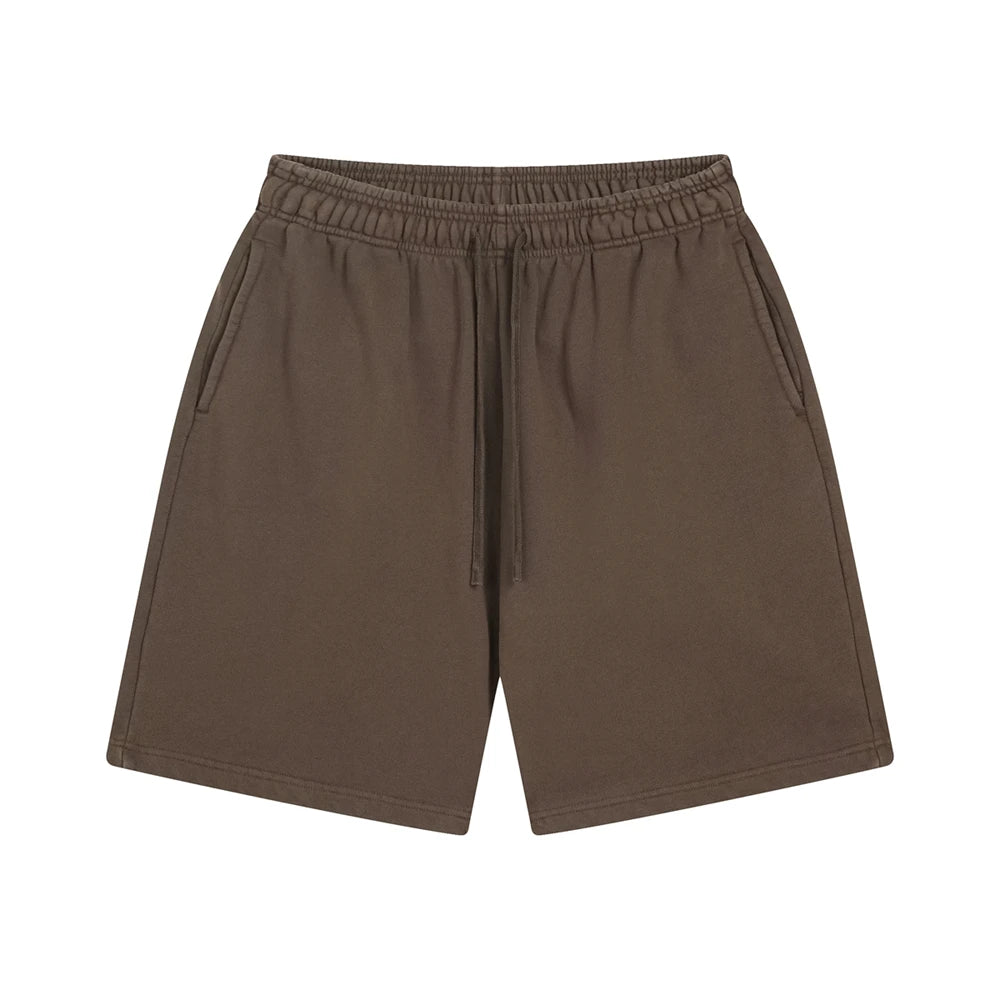 ZODF Fashion Summer Men 420gsm Washed Cotton Shorts Retro Unisex High Street Terry Knee Length Short Pants Streetwears HY0845