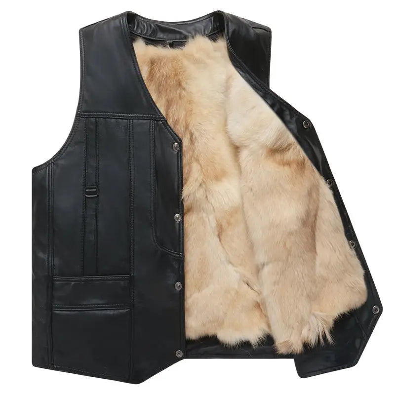 Winter jacket Men genuine sheepskin leather vest spring and summer vest fur male leather inter men coat clothing biker vest