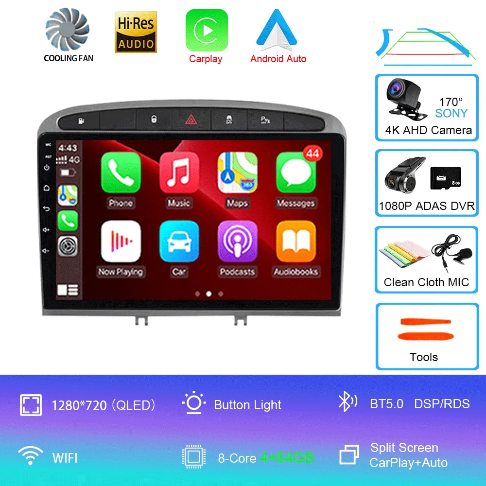 Android 16 Car Radio for Peugeot RCZ 308 SW 2007-2015 408 2012-2020 2DIN Multimedia Navigation GPS Carplay Auto Head Unit WIFI